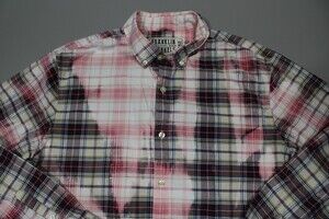Franklin Flannels Shirt Mens Large Bleached Flannel Button Up Long Sleeve